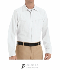 SP14WH Men's White Long Sleeve Industrial Work Shirt