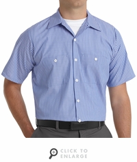 SP20BW Short Sleeve GM Blue/White Stripe Industrial Work Shirt