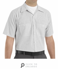 SP20CW Short Sleeve Charcoal/White Stripe Industrial  Work Shirt