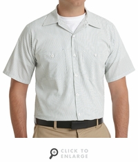 SP20GW Short Sleeve White/Green Stripe Industrial Work Shirt