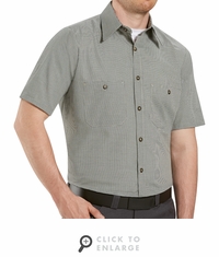 SP20HK Short Sleeve Hunter-Green/Khaki Micro-Check Work Shirt