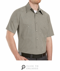 SP20KB Short Sleeve Khaki/Black Micro-Check Work Shirt