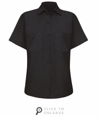 SP23BK Women's Solid Light Black Sleeve Industrial Work Shirt