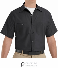 SP24BK Men's Black Short Sleeve Industrial Work Shirt