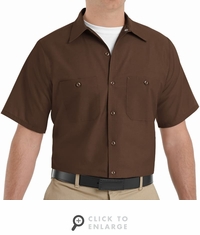 SP24CB Men's Chocolate Brown Short Sleeve Industrial Work Shirt