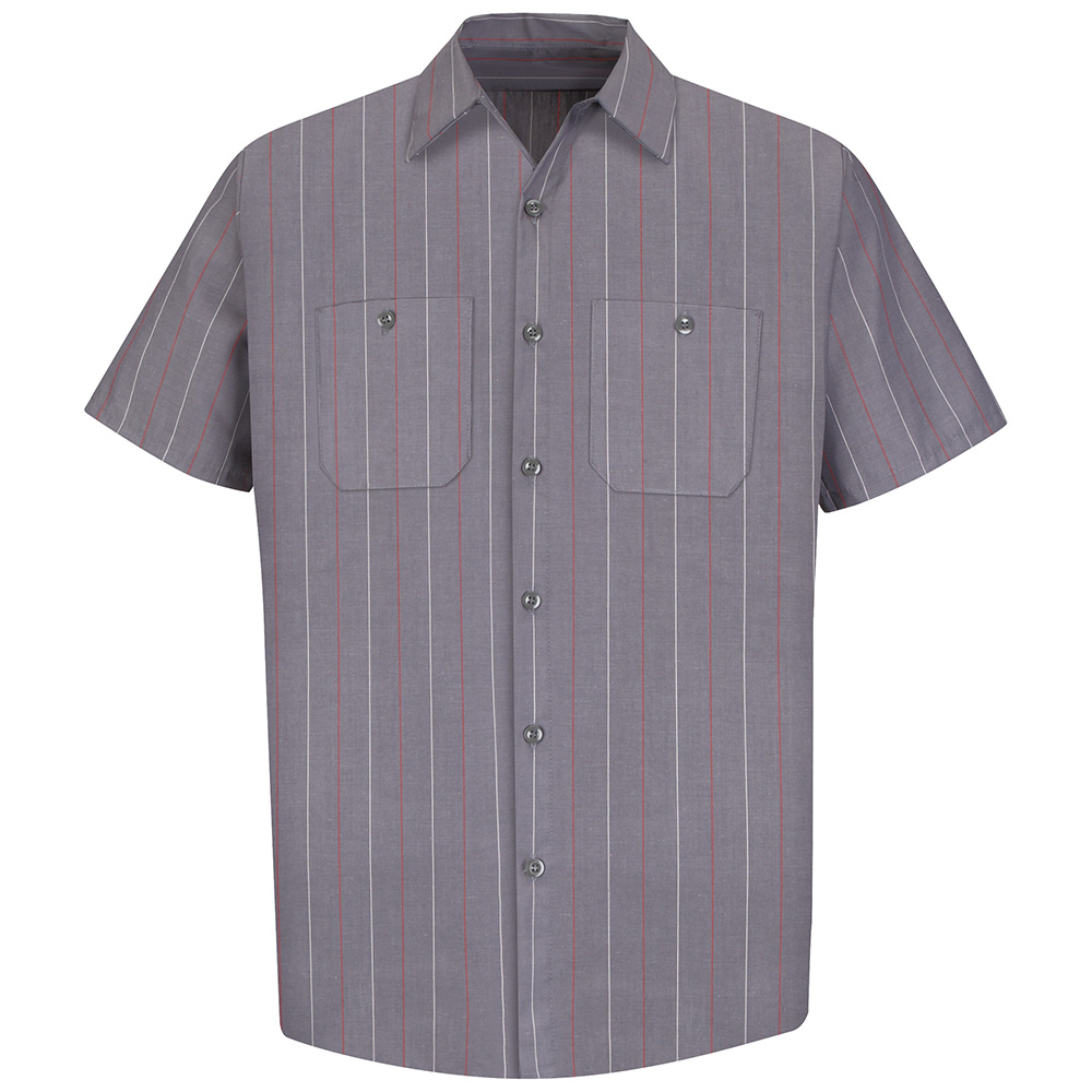 SP24CR Short Sleeve Charcoal/Red/White Stripe Industrial