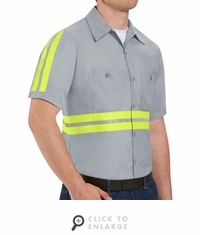 SP24EG Short Sleeve Enhanced Visibility Industrial Grey Work Shirt