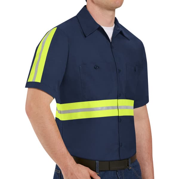 SP24EN Short Sleeve Enhanced Visibility Industrial Navy Work Shirt