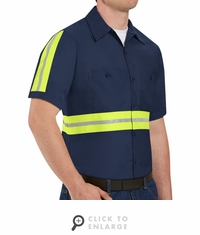SP24EN Short Sleeve Enhanced Visibility Industrial Navy Work Shirt