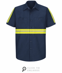 SP24EN Short Sleeve Enhanced Visibility Industrial Navy Work Shirt