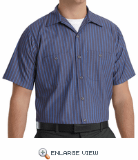 SP24EX Short Sleeve Gray/Blue Stripe Industrial  Work Shirt