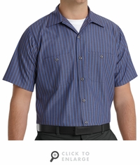 SP24EX Short Sleeve Gray/Blue Stripe Industrial  Work Shirt