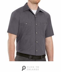 SP24GB Short Sleeve Blue/Charcoal Geometric Microcheck Work Shirt