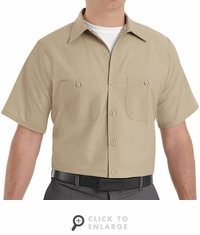 SP24KK Men's Khaki Short Sleeve Industrial Work Shirt