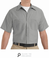 SP24LA Men's Light Grey Short Sleeve Industrial Work Shirt