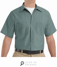 SP24LG Men's Light Green Short Sleeve Industrial Work Shirt