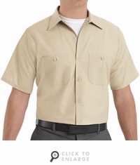 SP24LT Men's Light Tan Short Sleeve Industrial Work Shirt