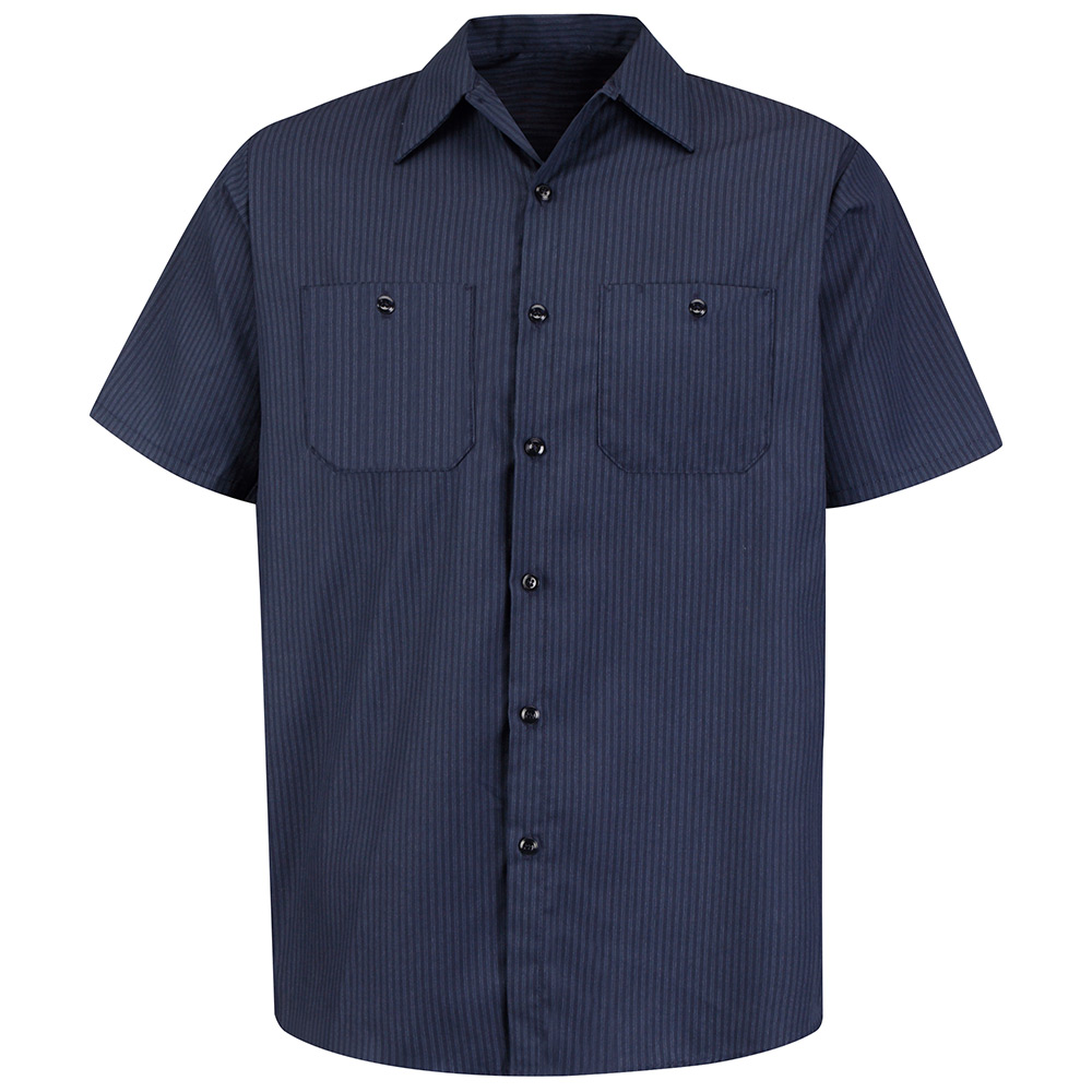 SP24NL Navy with Blue Stripe Twin Durastripe Short Sleeve Work Shirt