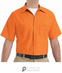 SP24OR Men's Orange Short Sleeve Industrial Work Shirt