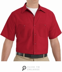 SP24RD Men's Red Short Sleeve Industrial Work Shirt