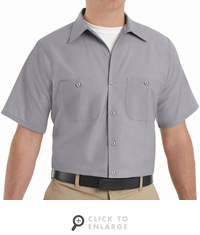 SP24SV Men's Silver Grey Short Sleeve Industrial Work Shirt