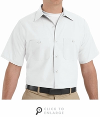 SP24WH Men's White Short Sleeve Industrial Work Shirt