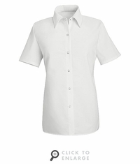 SP25WH Women's White Short Sleeve Specialized Pocketless Shirt