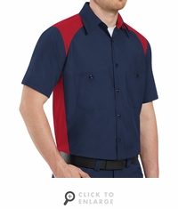SP28RN Short Sleeve Red/Navy Motorsports Image Shirts