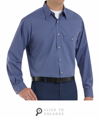 SP74GB Long Sleeve Gray/Blue  Mini-Plaid Work Shirt