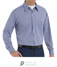 SP74WB Long Sleeve White/Blue  Mini-Plaid Work Shirt