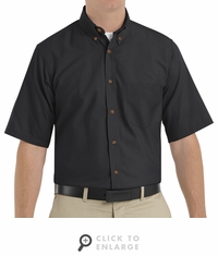 SP80BK Men's Black Short Sleeve Button Down Poplin Shirts