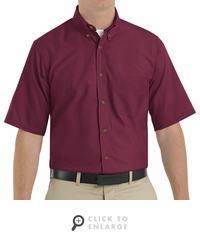 SP80BY Men's Burgundy Short Sleeve Button Down Poplin Shirts