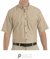 SP80KH Men's Khaki Short Sleeve Button Down Poplin Shirts