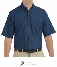 SP80NV Men's Navy Short Sleeve Button Down Poplin Shirts