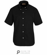 SP81BK Women's Black Short Sleeve Button Down Poplin Shirts