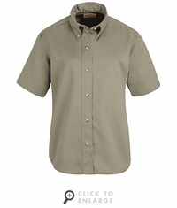 SP81KH Women's Khaki Short Sleeve Button Down Poplin Shirts