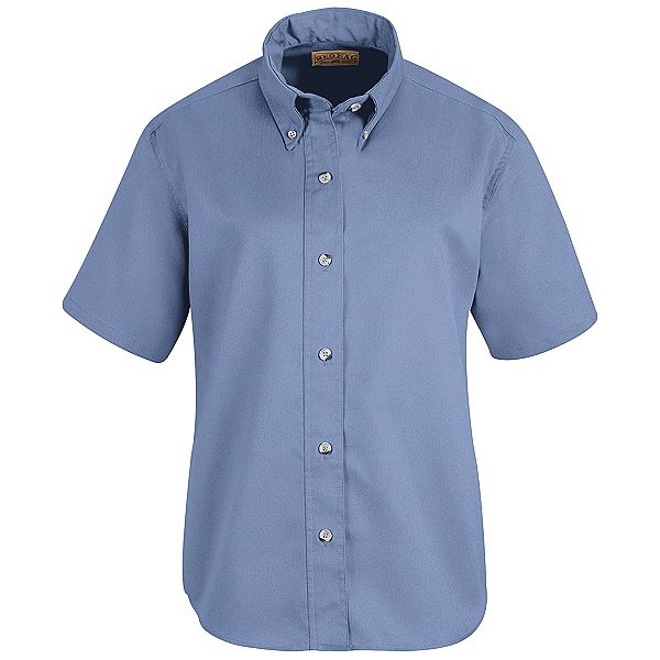 blue dress shirts womens Women's Modern Fit Dress Shirt in Blue Print L