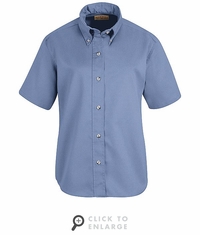 SP81LB Women's Light Blue Short Sleeve Button Down Poplin Shirts