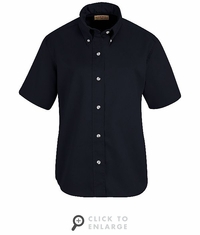SP81NV Women's Navy Short Sleeve Button Down Poplin Shirts