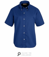 SP81RB Women's Royal Blue Short Sleeve Button Down Poplin Shirts