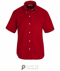 SP81RD Women's Red Short Sleeve Button Down Poplin Shirts
