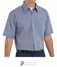 SP84WB Short Sleeve White/Blue  Mini-Plaid Work Shirt