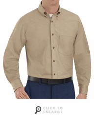 SP90KH Men's Khaki Long Sleeve Button Down Poplin Shirts