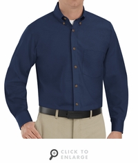 SP90NV Men's Navy Long Sleeve Button Down Poplin Shirts