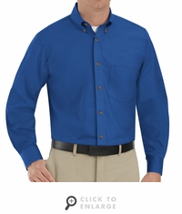 SP90RB Men's Royal Blue Long Sleeve Button Down Poplin Shirts