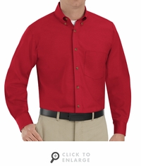 SP90RD Men's Red Long Sleeve Button Down Poplin Shirts