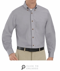 SP90SV Men's Silver Long Sleeve Button Down Poplin Shirts