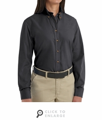 SP91BK Women's Black Long Sleeve Button Down Poplin Shirts