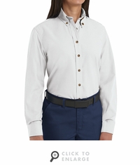 SP91WH Women's White Long Sleeve Button Down Poplin Shirts