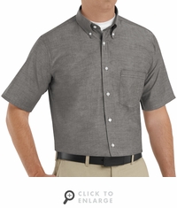 SR60GY Short Sleeve Grey Men's Executive Oxford Button-Down Shirt